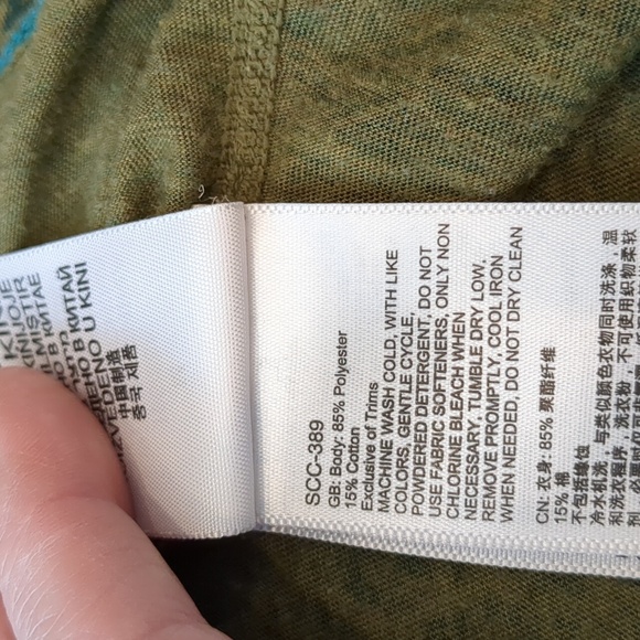 Marmot Scoop Neck Long sleeve tee olive & turquoise Size medium - Picture 12 of 14